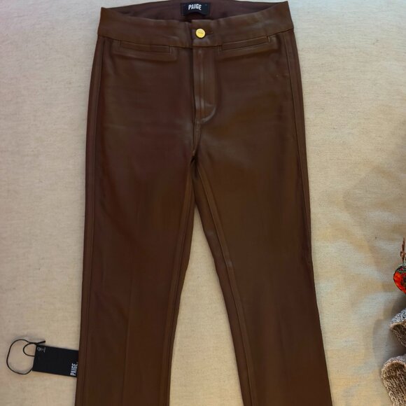 PAIGE Chocolate Shimmer Manhattan High-Rise | Size 27 & Tall Inseam - Picture 4 of 14